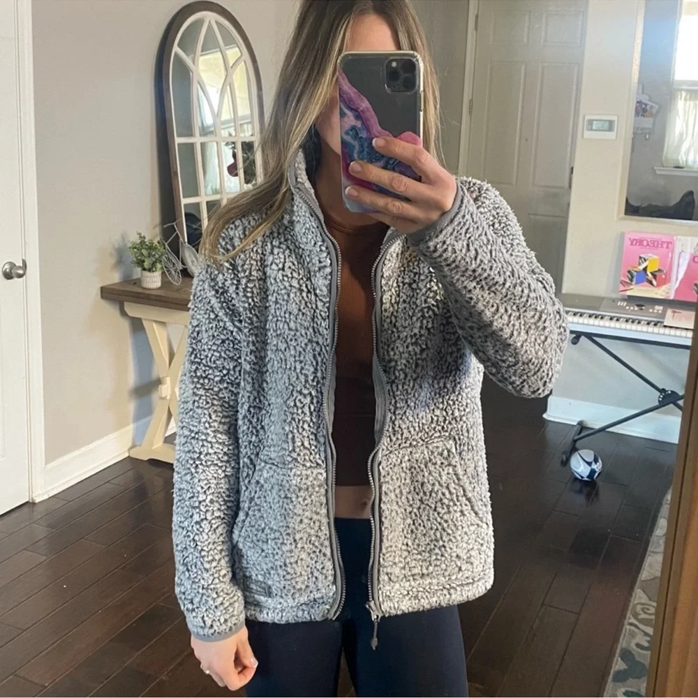 Eddie Bauer Sherpa full zip sweater jacket